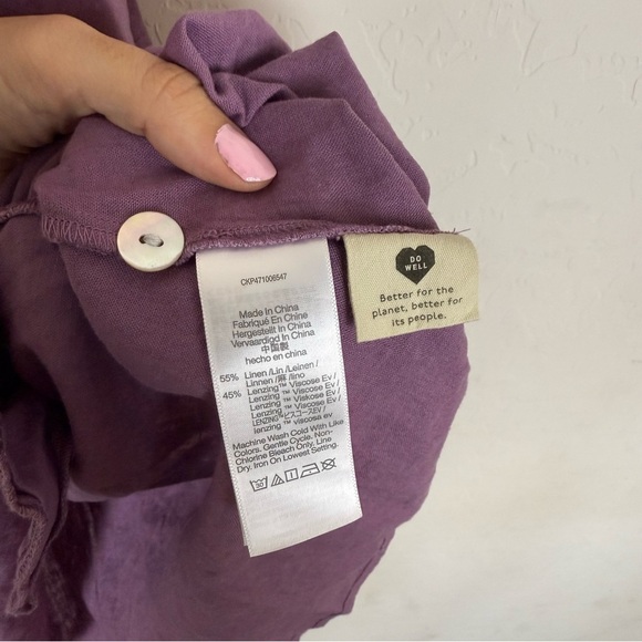 Madewell Kacie Mini Shirtdress Linen Blend Pearl Buttons in Antique Purple - Picture 9 of 11